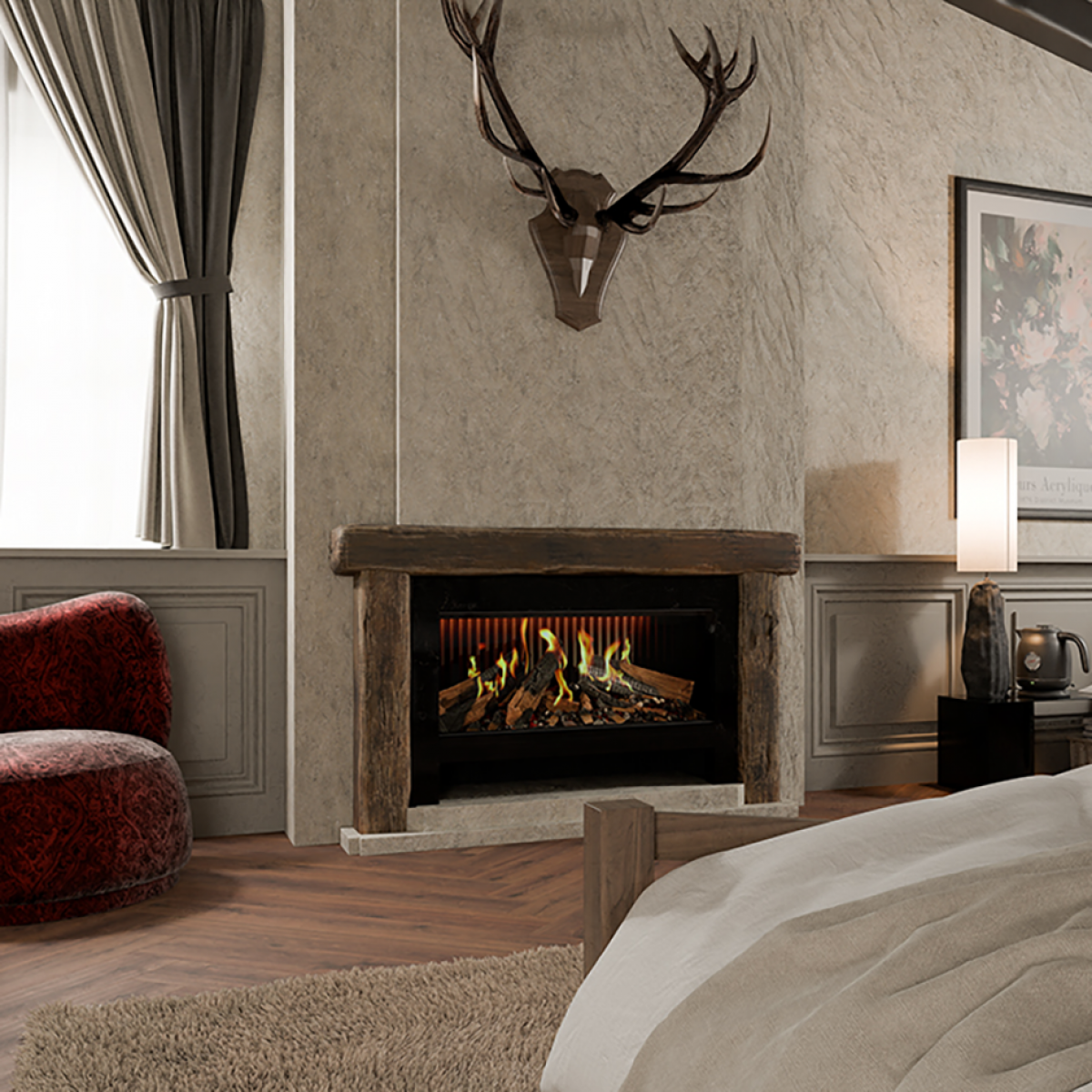 DRU Virtuo 100 cm realistic glass fronted electric fire Comfort Line